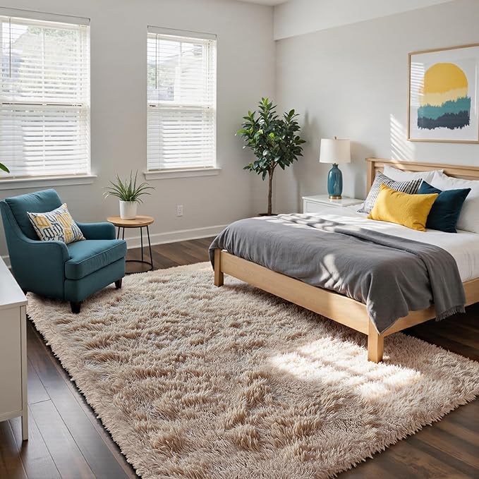 Fluffy Rug Shag Area Rug, Small Bedside Rug, Soft Fluffy Shag Entryway Throw - Image 2