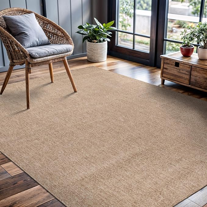 CAMILSON Easy Jute Rug 6x9, Indoor Outdoor Natural Color Fiber Area Rugs - Image 8