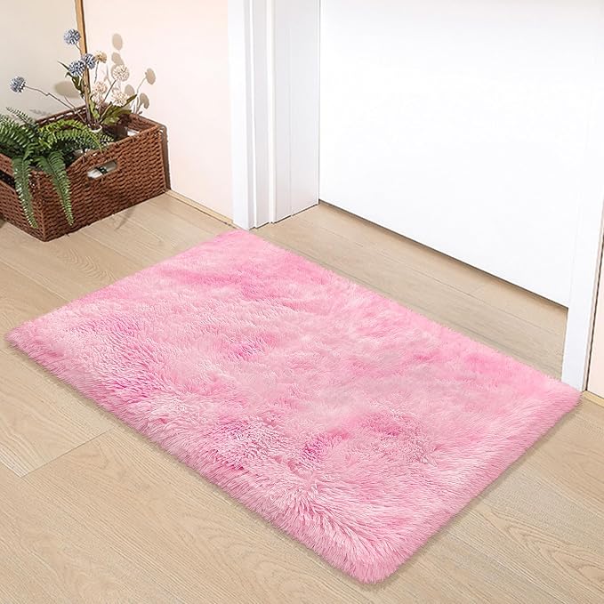 2x3 Small Pink Rug for Girls Room Soft Plush Pink Fluffy Rug for Bedroom Girls - Image 8