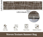 Non Slip Hallway Runner Rug 2.6x12, Modern Distressed Stripe, Washable Extra - Image 2