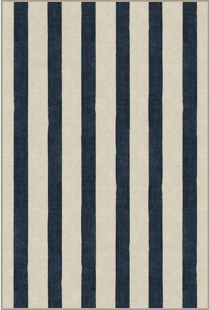 Blue and White Striped Outdoor Rug - Image 8