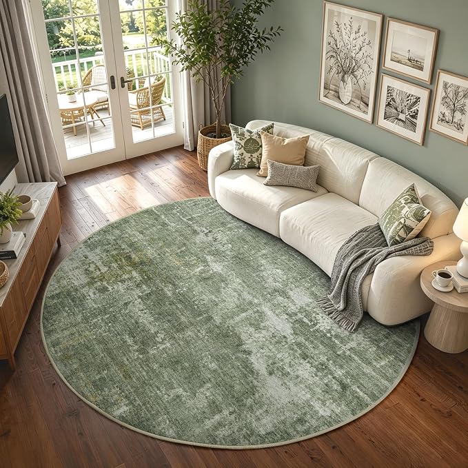 4Ft Round Area Rugs for Living Room, Soft Non-Slip Washable Rugs Modern - Image 2