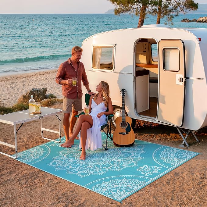 Pauwer Waterproof Outdoor Rug 6x9, Reversible Plastic Straw Patio Camping Rug - Image 8