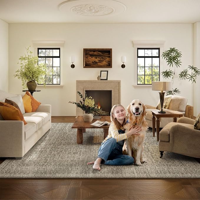 Washable Area Rugs for Living Room: 5x7 Bedroom Area Rug Boho Vintage Rugs - Image 8