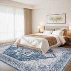 8x10 Area Rugs for Living Room:Blue Washable Vintage Medallion Boho Rug - Image 2