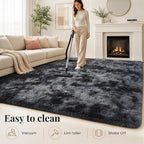 Area Rug for Living Room Bedroom: 5x7 Black Grey Soft Fluffy Shag Upgrade - Image 9