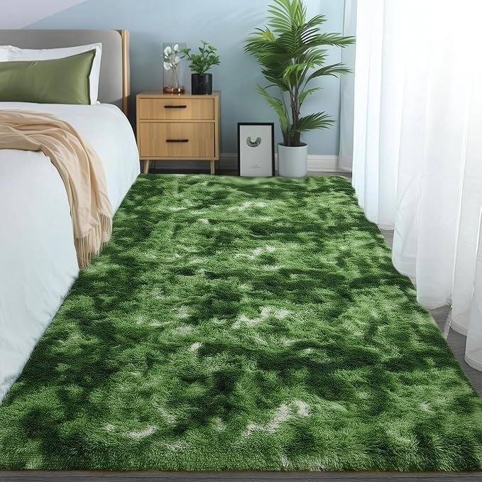 PAGISOFE Fluffy Dark Green Rugs - Image 3