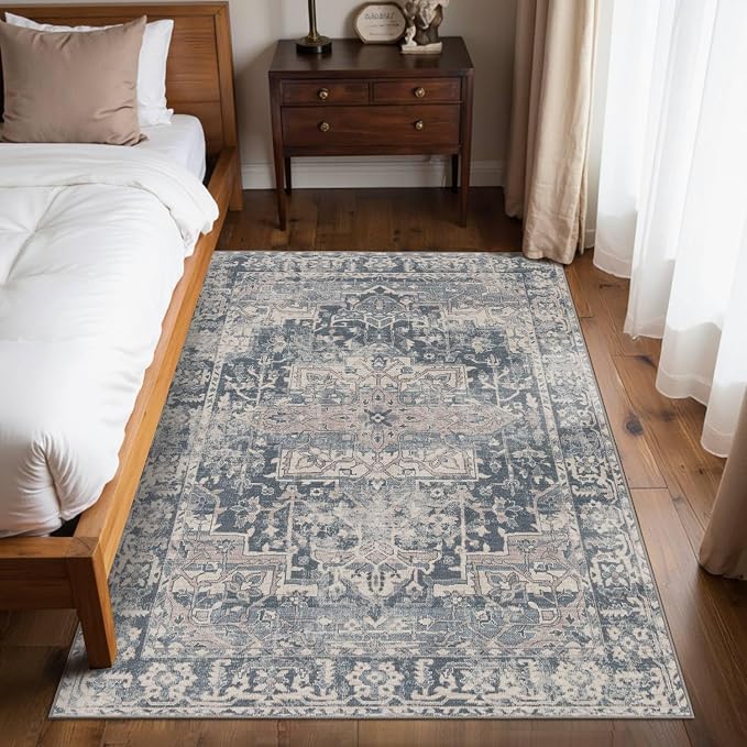 Rugxara 4x6 Rug for Living Room Bedroom, Vintage Retro Boho Area Rugs, Non Slip - Image 2