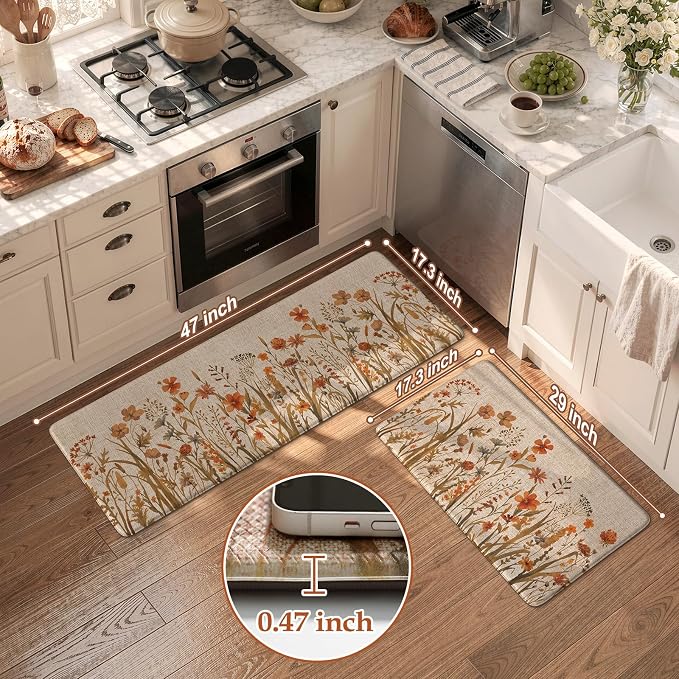KIMODE Fall Kitchen Mats Cushioned Anti Fatigue, Non Slip Kitchen Mats - Image 3
