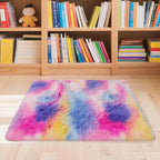 2x3 ft Small Throw Rugs Furry, Non Slip Mini Area Rug, Fluffy Tie-Dyed Rainbow - Image 2