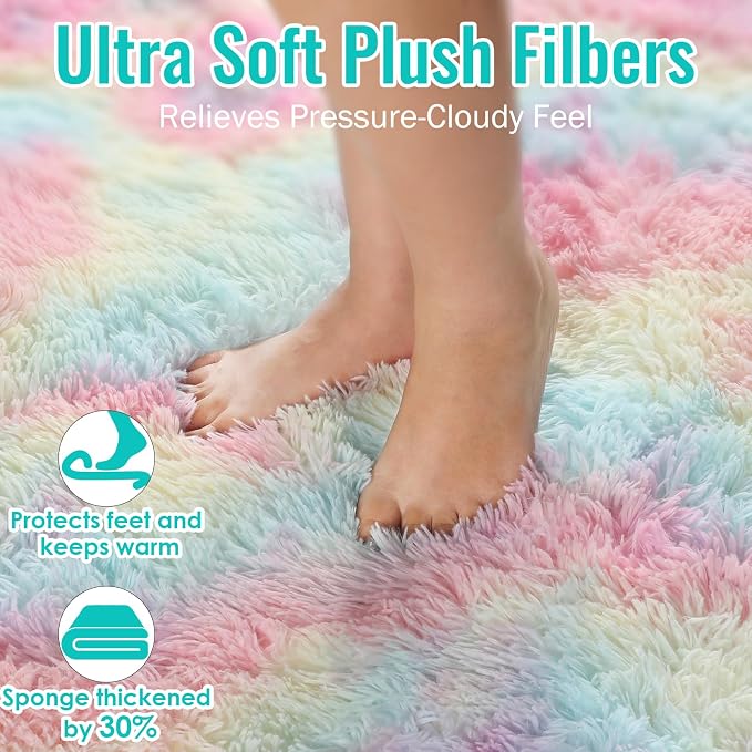 PAGISOFE 8x10 Rainbow Large Area Rug, Plush Rugs - Image 5