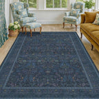 Washable Dark Blue 5x7 Living Room Area Rug - Image 3