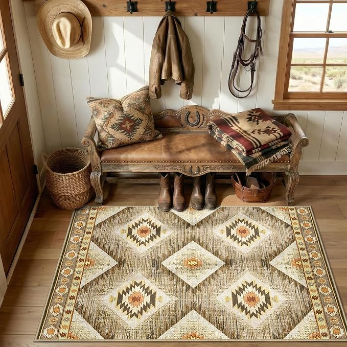 BESTSWEETIE Area Rug 3x5 Machine Washable Non-Slip Low Pile Print Pattern by BESTSWEETIE