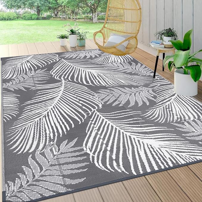 Pauwer Waterproof Outdoor Rug 6x9, Reversible Plastic Straw Patio Camping Rug by Pauwer