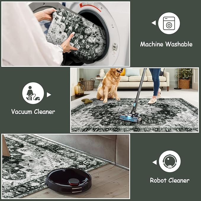 Moynesa Ultra-Thin Washable Area Rugs 8x10 Black and White Rugs - Image 6