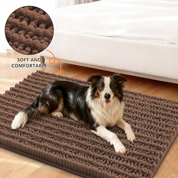 Smiry Dog Door Mat for Muddy Paws 30x20, Absorbent Dirt Trapper, Non-Slip - Image 2