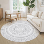 cotiled 5x5 Round Area Rugs Living Room Rug: Washable Boho Rugs - Image 3