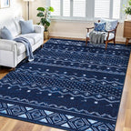 SERISSA 4x6 Area Rugs for Living Room, Washable Non-Slip Blue and White Boho Rug - Image 2