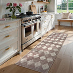 Checkered Kitchen Runner Rug 2x6 Beige, Non Slip Washable Hallway Bathroom - Image 3