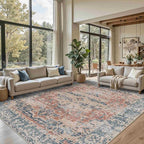 Rugxara 8x10 Area Rugs for Living Room Bedroom, Large Washable Rug, Coral - Image 2