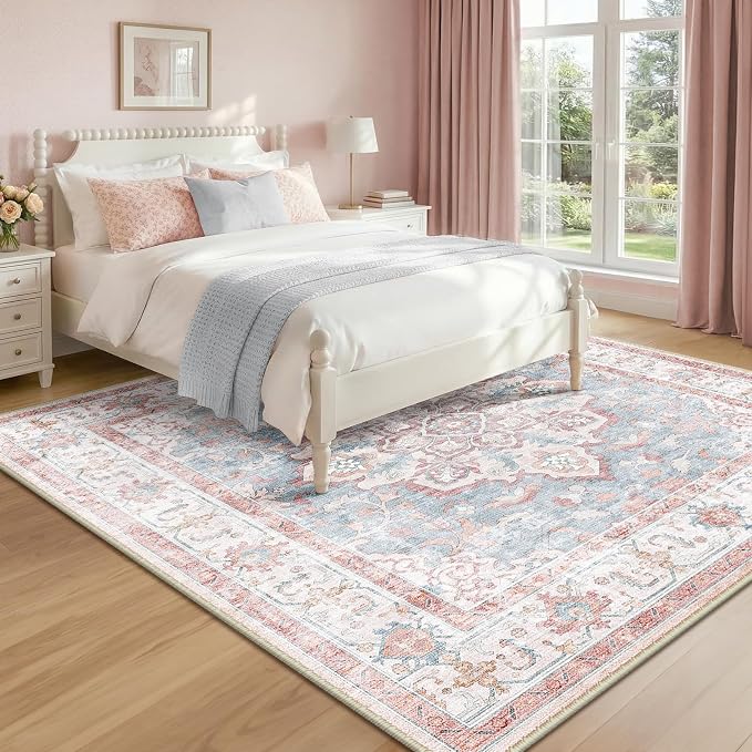 CAPALOCA Machine Washable Rugs Nursery Rug Sq6ft Cute Girl Non Slip Low Pile by CAPALOCA