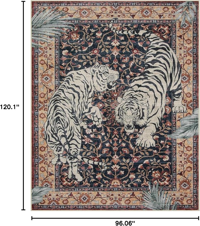 Moynesa Tiger Washable Area Rugs 8x10, Large Boho Rugs - Image 2