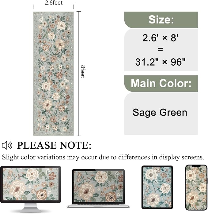 DUKINO Runner Rug, 2.6x8 Kitchen Rugs - Image 2