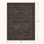 6x8 Washable Area Rugs for Living Room, Dark Brown & Gold Moody Floral Rug - Image 2