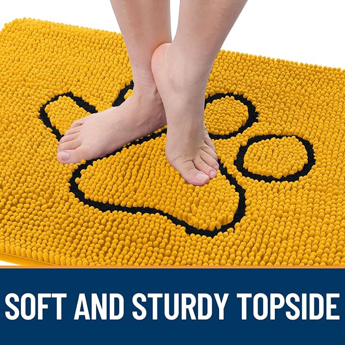 OLANLY Dog Door Mat for Muddy Paws 30x20, Paw Print Design, Absorbs Moisture - Image 4