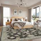10x14 Area Rug for Living Room-Vintage Farmhouse Boho Floral Washable Stain - Image 7