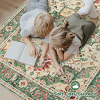 Area Rug 8x10 Washable Rug, Vintage Boho Medallion Rugs Non-Slip Soft Low Pile - Image 4
