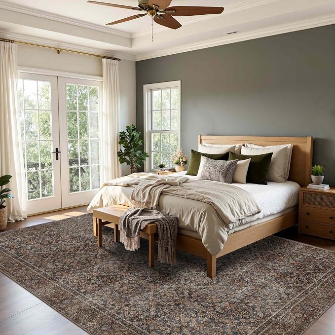 Latte&Fog 5x7 Area Rugs for Living Room, Vintage Taupe Brown Washable Rug - Image 5