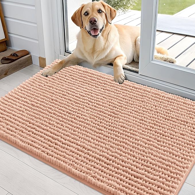 OLANLY Dog Door Mat for Muddy Paws 36x24, Ultra Absorbent Chenille Mud Doormat by OLANLY