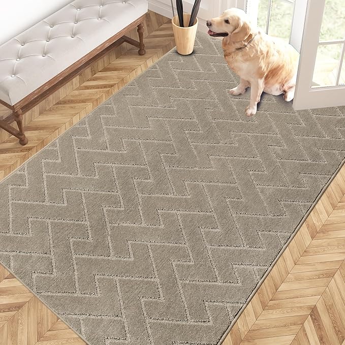 PURRUGS Easy Care Area Rug 4ft x 6ft, Non-Slip Machine Washable Entry Rug by PURRUGS