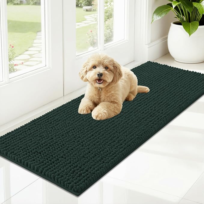OLANLY Dog Door Mat for Muddy Paws 47x17, Ultra Absorbent Chenille Mud Doormat by OLANLY