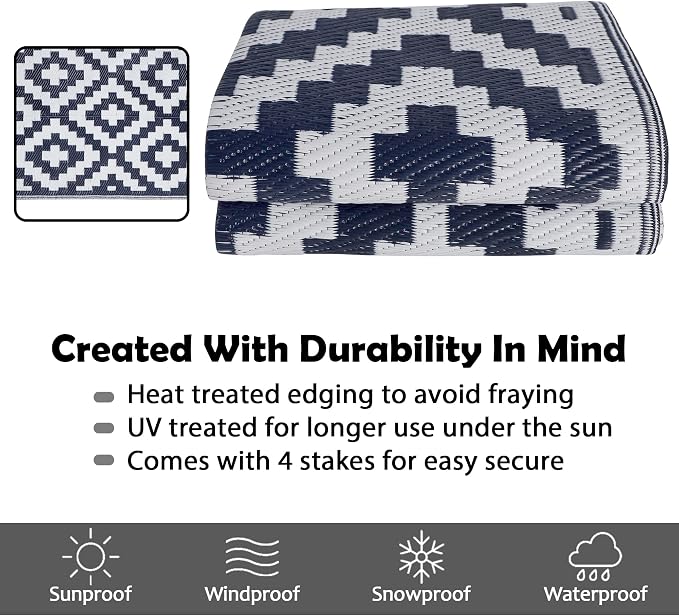 SAND MINE Reversible Mats, Plastic Straw Rug, Modern Area Rug, Large Floor Mat - Image 3