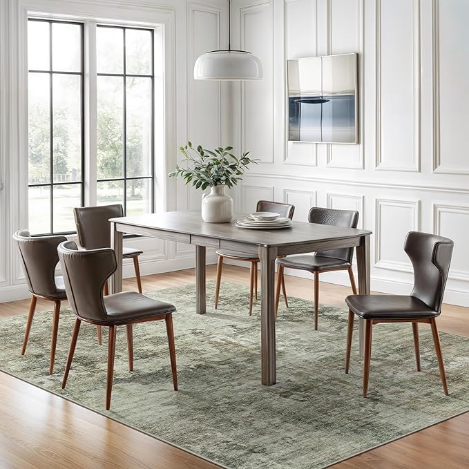 Soalmost Area Rug 6x9 Abstract Living Room Washable Rugs Green Black Non Slip - Image 3