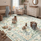 Wonnitar Large Living Room Rug, Floral 10 x 14 Machine Washable Area Rugs - Image 3