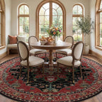 RELEANY Area Rugs Round 8ft Washable Non-Slip, Floral Vintage Distress - Image 2