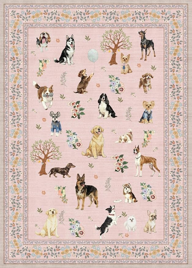 Dogs Rugs 24x17 Inch Home Decor Entry Rug, Small Door Mat Runner, Ultra-Thin by WelcometoBabovid