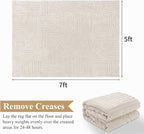 Pauwer 5x7 Washable Area Rugs for Living Room Modern Beige Solid Color Soft - Image 2