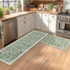 Yamaziot Washable Kitchen Rug Set of 2 – Non Slip Boho Floral Hallway Runner Rug - Image 3