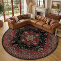 RELEANY Area Rugs Round 10ft Washable Non-Slip, Floral Vintage Distress by RELEANY