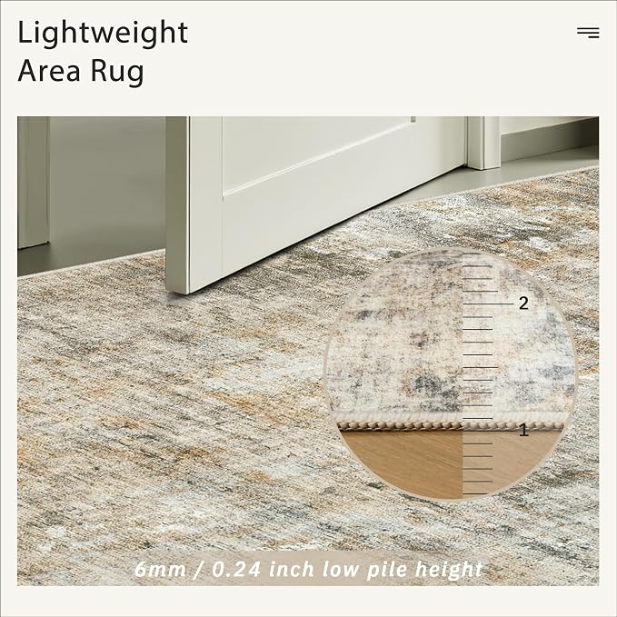 Soalmost Abstract Rug 5x7 Machine Washable Area Indoor Orange Low Pile Non-Slip - Image 7