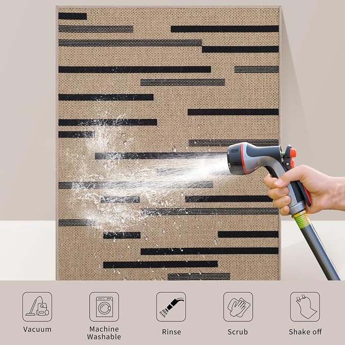 Tangsoo Stripe Easy Jute Rug, Ultra Thin 3x5 Washable Area Rug - Image 7