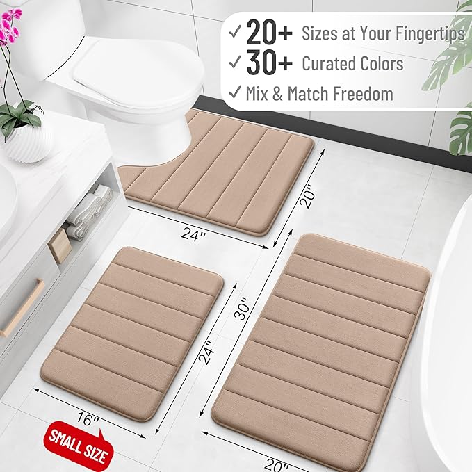 OLANLY Memory Foam Bath Mat 59x35, Super Soft Absorbent Bathroom Rugs, Quick Dry - Image 2