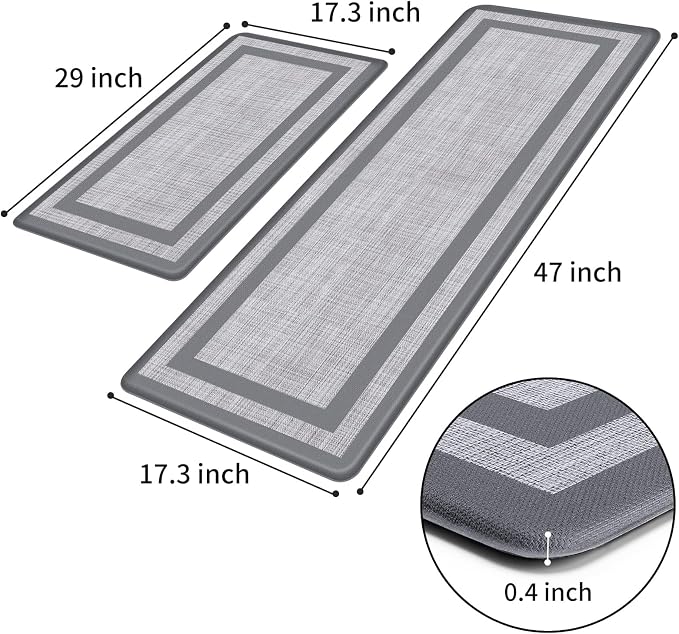 Mattitude Kitchen Mats Set of 2, Cushioned Anti-Fatigue Non-Skid Rug Sets - Image 2