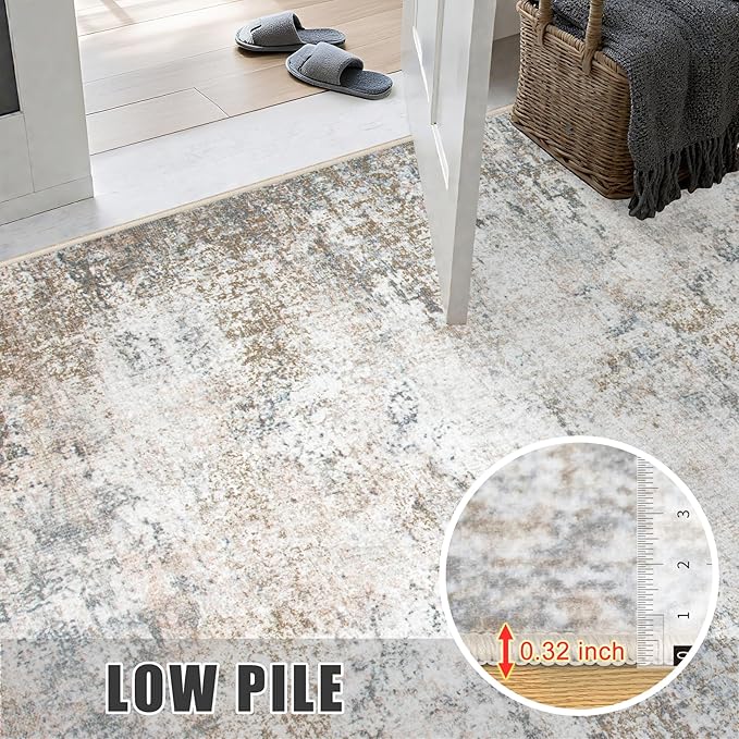 Washable Area Rug 3x8 Entryway Rug: Washable Modern Abstract Soft Thin Rug - Image 7