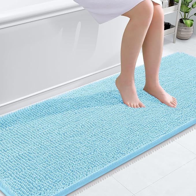 OLANLY Bathroom Runner Rugs 70x24, Soft Absorbent Chenille Bath Rugs, Rubber by OLANLY