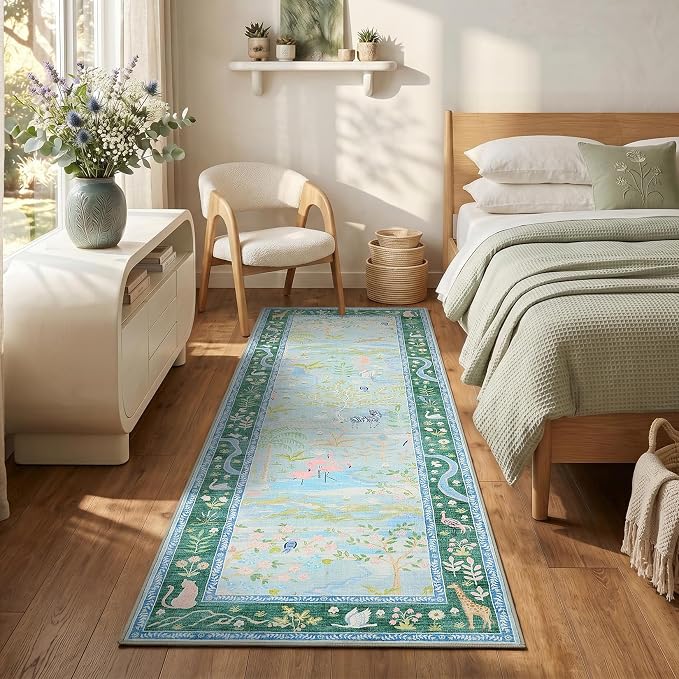 2x6 Hallway Runner Rug Non Slip Forest Nursery Runners Washable Stain Resistant - Image 3